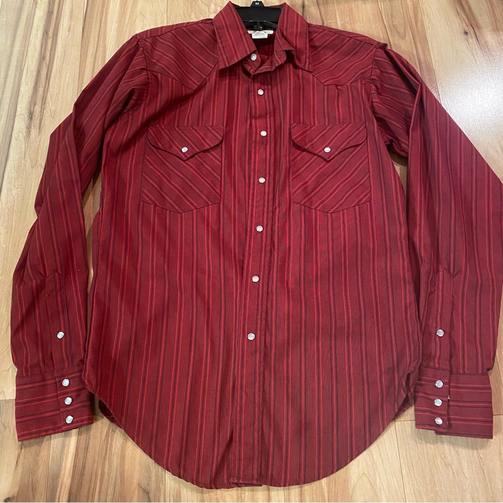 Ruddock Men's Red Striped Western Shirt—15X35